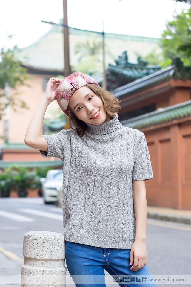 韩国气质短发美女小清新街拍写真图片  第4张